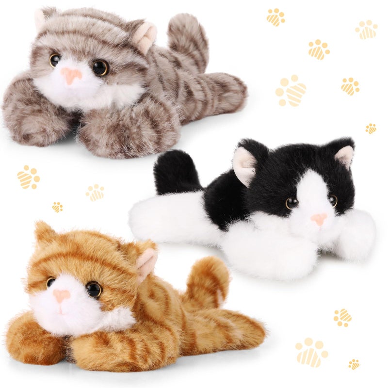 Harrycle 3 Pcs 9 Inch Cat Stuffed Animal Plush Gift Cute Kitten Plush Toys Small Cat Stuffed Animal Soft Sleeping Supplies for Boys Girls Easter Birthday Baby Shower Party FavorsSweet Style - Image 3