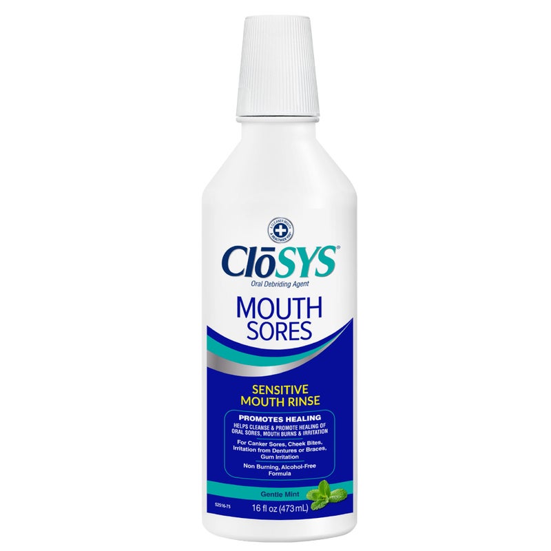 CloSYS Hydrogen Peroxide Mouthwash, 16 oz, Canker Sore Mouthwash, Alcohol-Free, Non-Burning, Cleanses and Heals Mouth Sore Rinse - Image 1