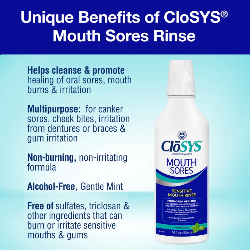 CloSYS Hydrogen Peroxide Mouthwash, 16 oz, Canker Sore Mouthwash, Alcohol-Free, Non-Burning, Cleanses and Heals Mouth Sore Rinse - Image 2