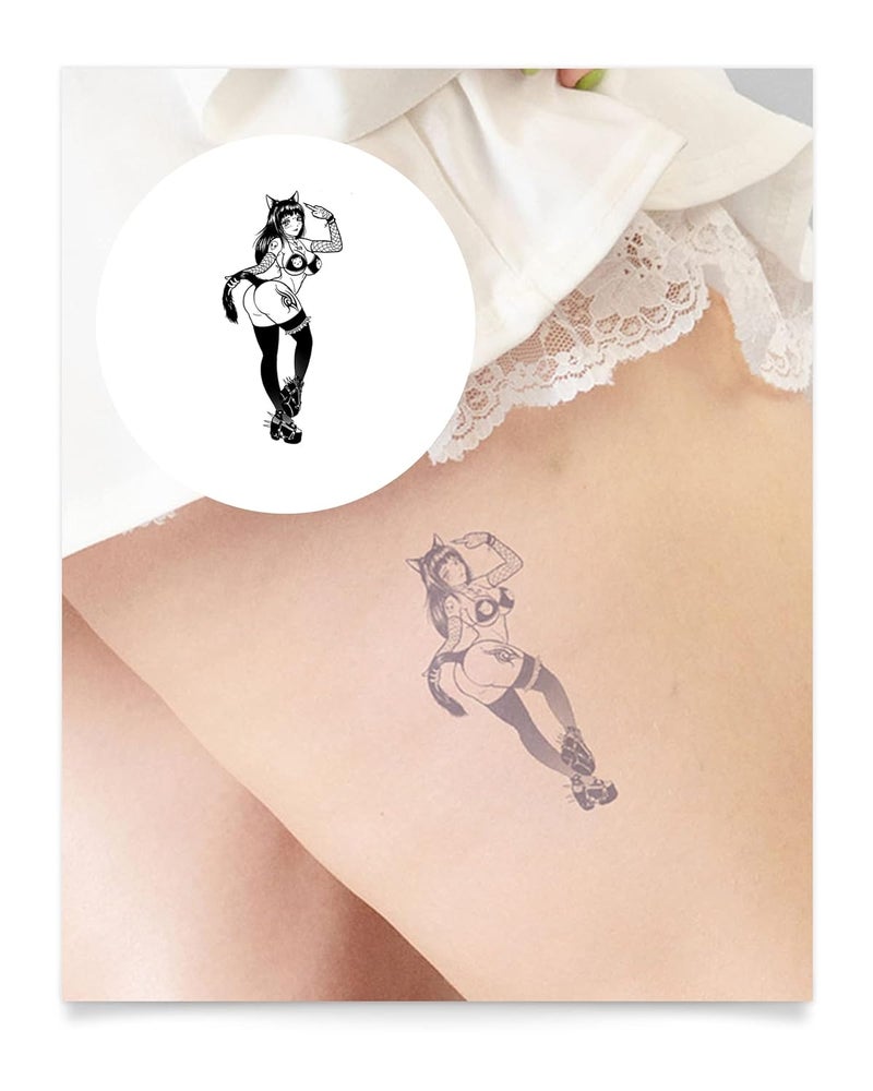 inkbox Inkbox Temporary Tattoos, Semi-Permanent Tattoo, One Premium Easy Long Lasting, Water-Resistant Temp Tattoo with For Now Ink - Lasts 1-2 Weeks, Kitty, 4 x 4 in 