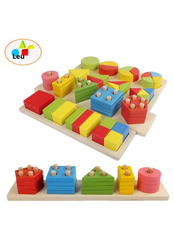 Children's Early Education Educational Wooden Toys Geometric Shape Puzzle Shape Matching Product Wholesale-Color:Round - Image 4