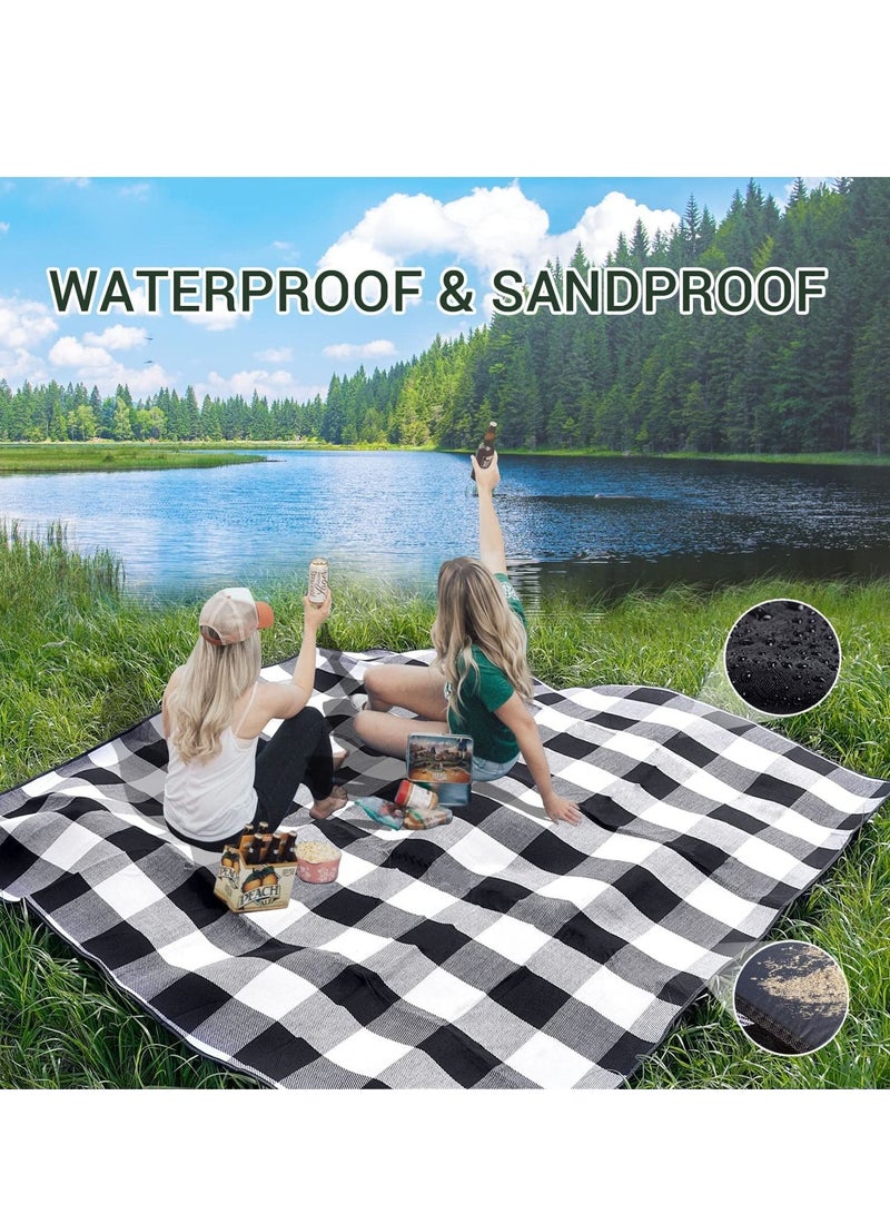 MIXDE Large 79''x79'' Waterproof Picnic Blanket - 3 Layered Foldable Outdoor Picnic Mat Perfect for Park and Beach, Grass/Water Resistant - Beach Blanket/Picnic Blankets - Image 4