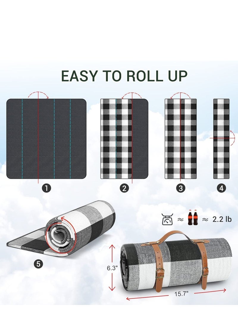MIXDE Large 79''x79'' Waterproof Picnic Blanket - 3 Layered Foldable Outdoor Picnic Mat Perfect for Park and Beach, Grass/Water Resistant - Beach Blanket/Picnic Blankets - Image 3