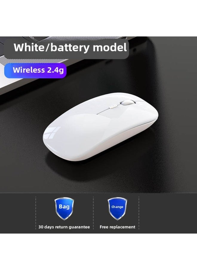 Generic - Wireless Mouse Charging Silent Bluetooth Dual-Mode Home Office Laptop Desktop Unlimited Mouse Silent-Specification:White Wireless Version [battery Version + Powerful Battery Life] - Image 1