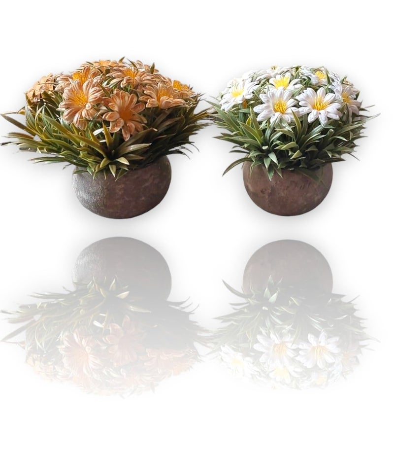 Lilone Set of 2 Artificial Plants with Pot 13 cm x 13 cm Paper Pulp Pot Realistic Look 2xPot_E10 - Image 1