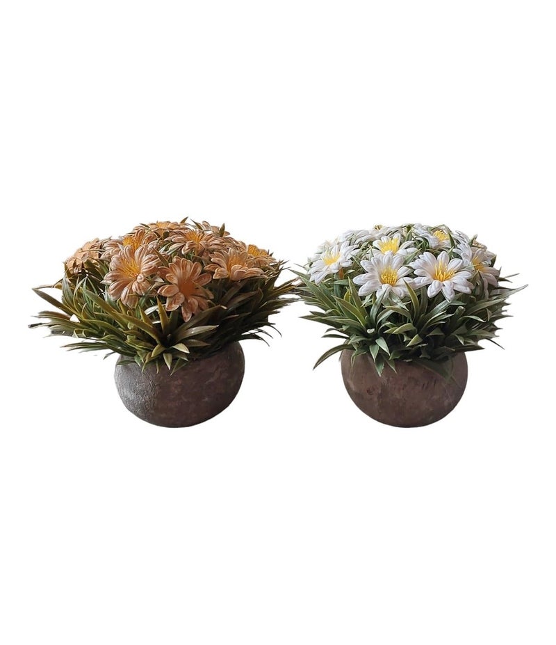 Lilone Set of 2 Artificial Plants with Pot 13 cm x 13 cm Paper Pulp Pot Realistic Look 2xPot_E10 - Image 4