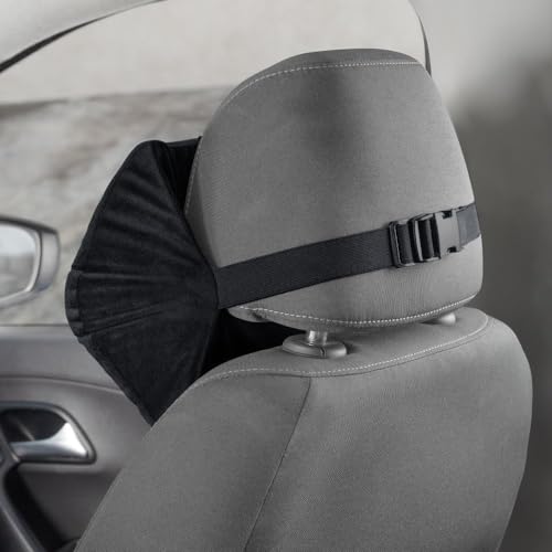 Wakefit Neck Pillow for Car | 2 in 1 Car Neck Pillow | Car Neck Rest, Head Rest Pillow, Neck Rest, Neck Pillow Memory Foam, Medium (Black - Set of 1) - Image 2