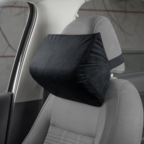 Wakefit Neck Pillow for Car | 2 in 1 Car Neck Pillow | Car Neck Rest, Head Rest Pillow, Neck Rest, Neck Pillow Memory Foam, Medium (Black - Set of 1) - Image 1