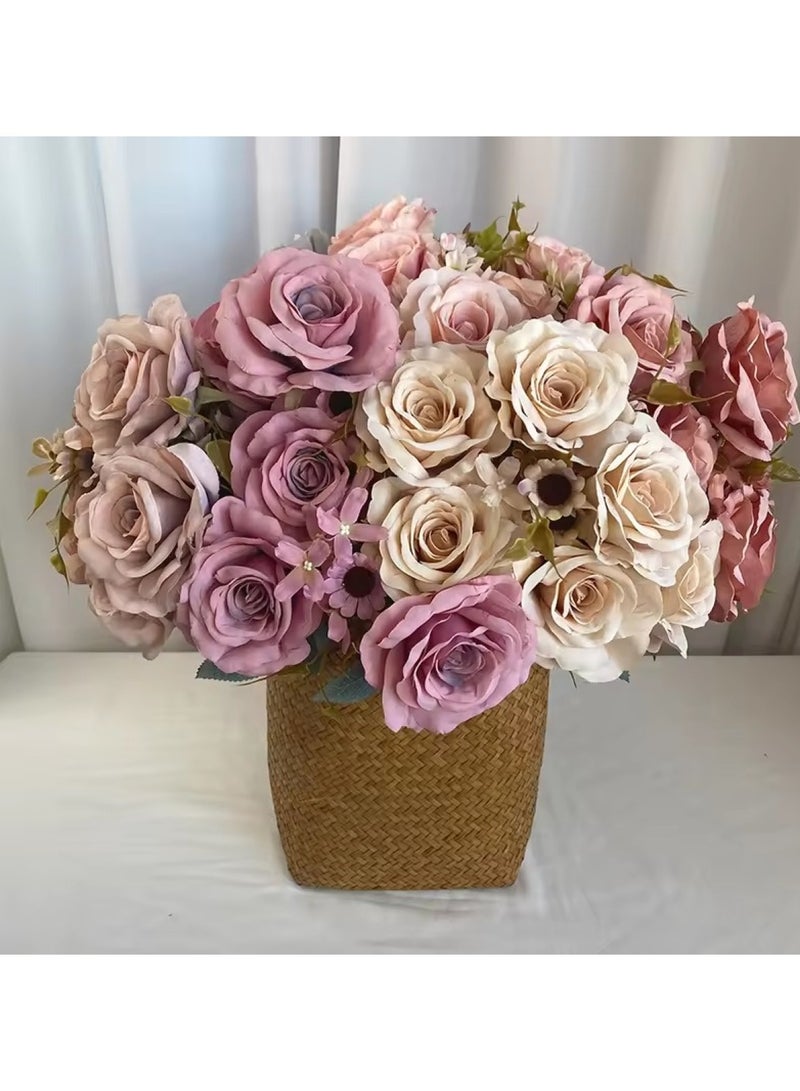 Huitich 11-Head Thai Rose Artificial Flower Bouquet Blue  - Image 3
