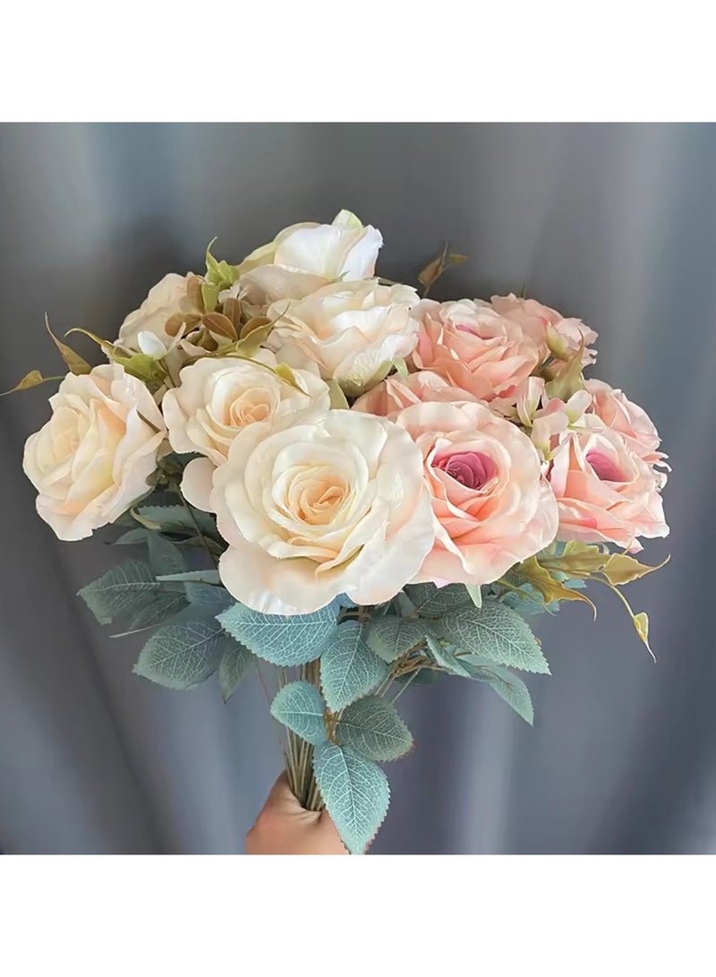 Huitich 11-Head Thai Rose Artificial Flower Bouquet Blue  - Image 2