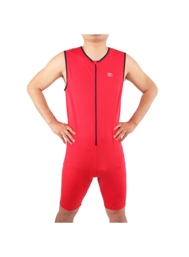 Loquat Men's One-piece Swimsuit Triathlon Professional Running Cycling Swimming Sports Competition Clothing High-end Brand Tailings-Color:Red- - Image 2