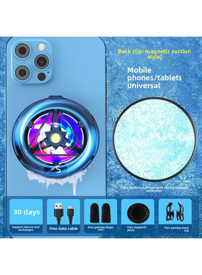 Live Broadcast Dedicated Mobile Phone Radiator Cooling Artifact Semiconductor Refrigeration Ultra-quiet Ice Back Clip Desktop Bracket-Color:[special For Anchors] Single-core Cooling丨free Adapter  - Image 1