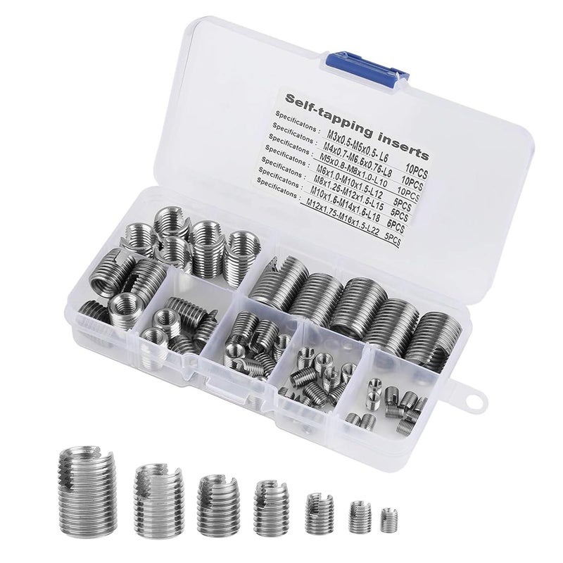 Tangxi 50Pcs Quick Thread Insert with Storage Case, M3 Self Tapping Thread Insert, Stainless Steel Inner Thread Self Tapping Thread Inserts Set, Thread Reinforce Repair Tool - Image 1