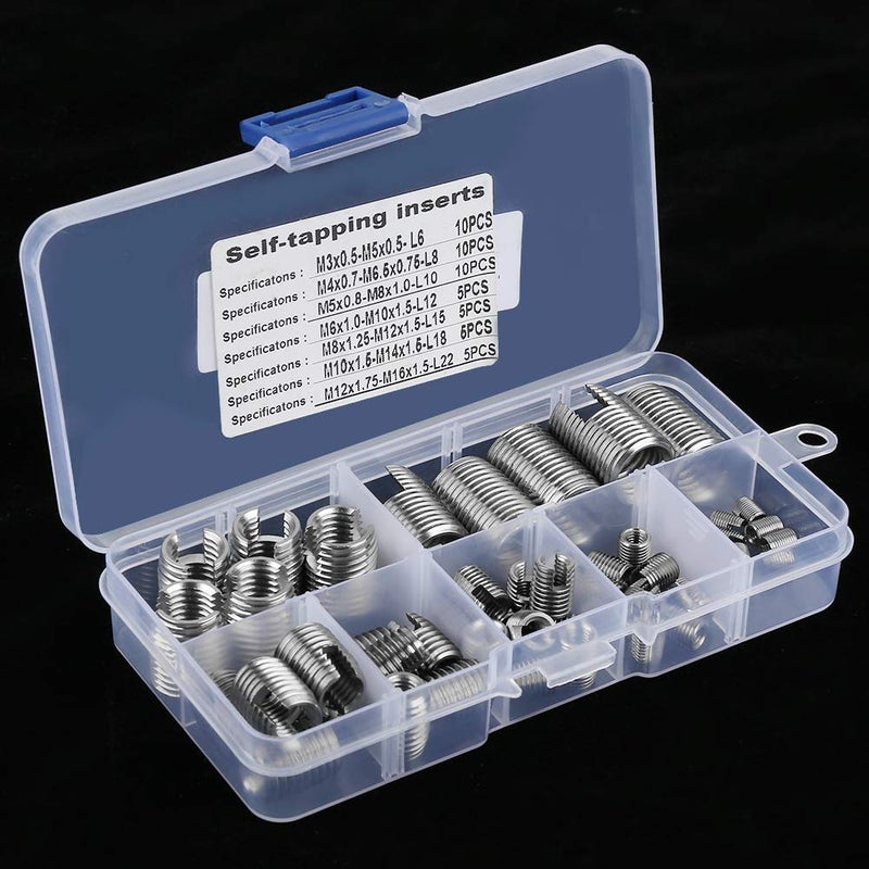 Tangxi 50Pcs Quick Thread Insert with Storage Case, M3 Self Tapping Thread Insert, Stainless Steel Inner Thread Self Tapping Thread Inserts Set, Thread Reinforce Repair Tool - Image 3