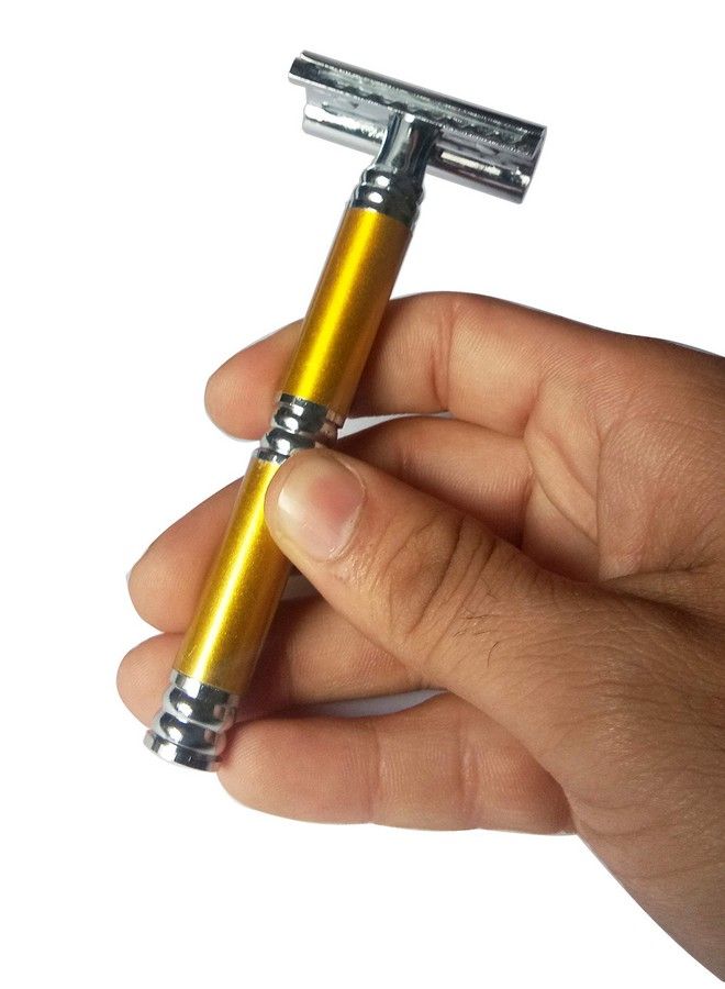 Foreign Holics Perimum Quality Long Handle Golden Safety Razor For Men (Golden) - Image 1