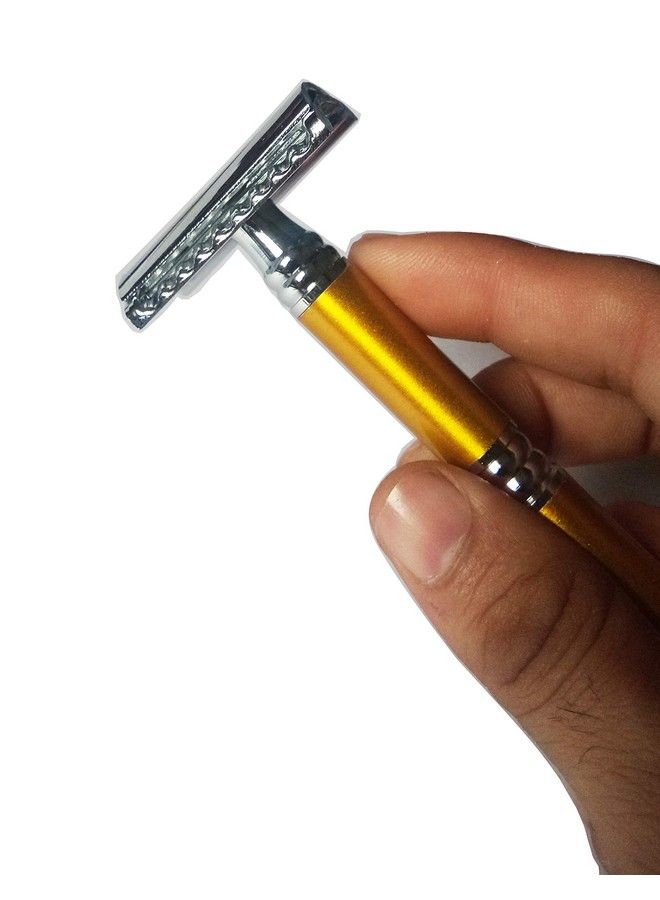 Foreign Holics Perimum Quality Long Handle Golden Safety Razor For Men (Golden) - Image 3