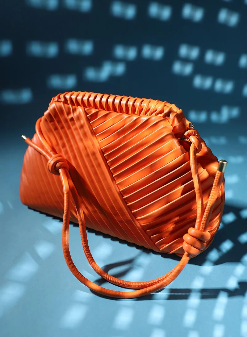 Haute Sauce Textured Pouch Handbag - Orange