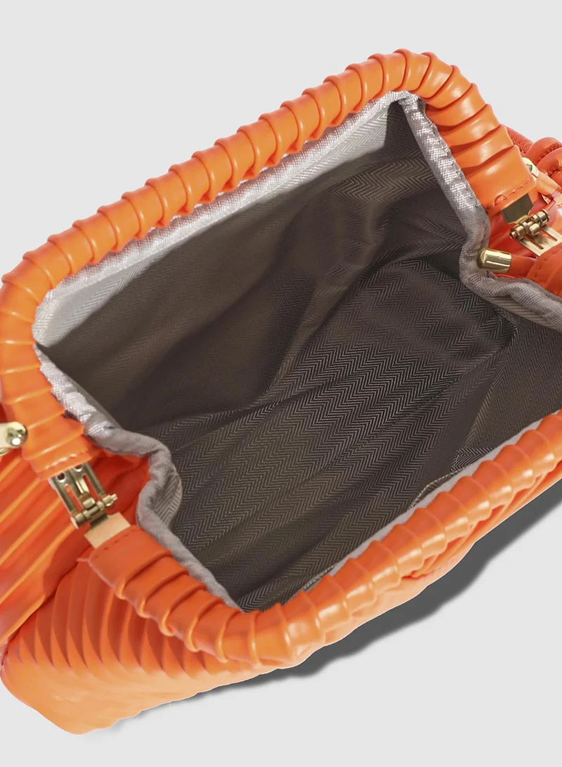 Haute Sauce Textured Pouch Handbag - Orange