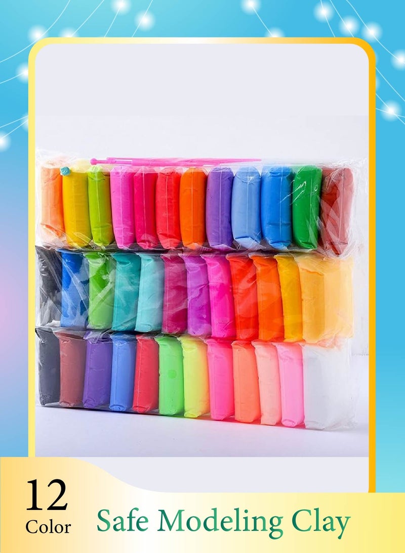 طين حراري 12 لون خفيف للأطفال: صديق للبيئة وغير سام، مجموعة طين نموذج بدون رائحة بتكستشر ناعمة، مش لزج وسهل التشكيل - يعزز الإبداع والمهارات الحركية، ألوان زاهية مش هتبهت. - Image 1