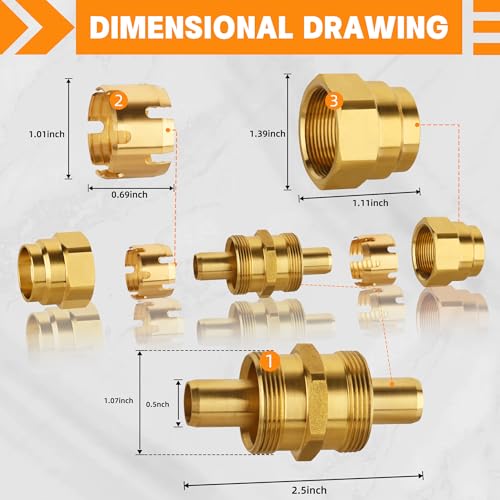 Dazakoot Brass DOT Air Brake End Fitting Dazakoot 12 OD Union Tubing for J1402 Air Brake Hose Air Brake Hose Fitting for Replace Semi Truck Air Brake System 2pcs Union Tube 4pcs Sleeve Tube - Image 5