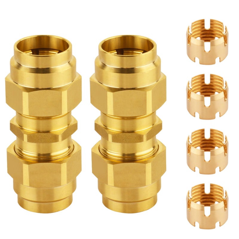Dazakoot Brass DOT Air Brake End Fitting Dazakoot 12 OD Union Tubing for J1402 Air Brake Hose Air Brake Hose Fitting for Replace Semi Truck Air Brake System 2pcs Union Tube 4pcs Sleeve Tube - Image 2