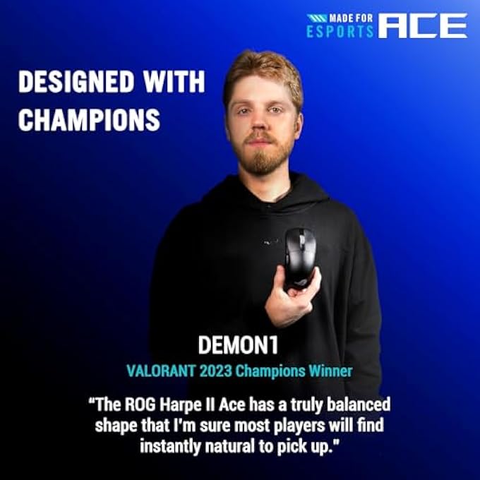 ROG HARPE II ACE ULTRALIGHT 48-GRAM SEMI-SYMMETRICAL GAMING MOUSE: 42,000 DPI, ROG AIMPOINT PRO OPTICAL SENSOR, OPTICAL MICRO SWITCHES, 8,000HZ POLLING, SPEEDNOVA 8K WIRELESS - WHITE - Image 2