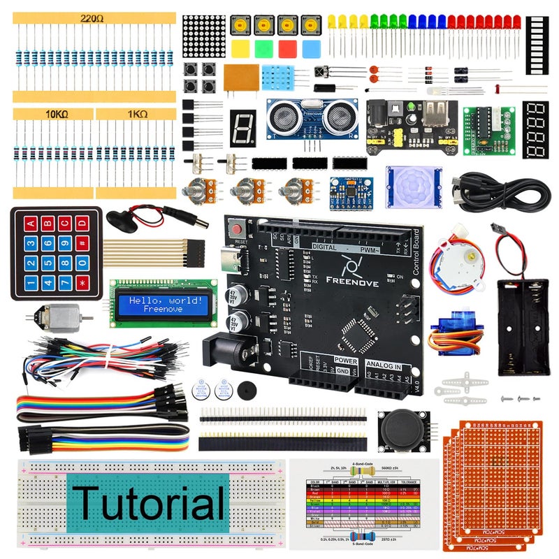 مجموعة فري نوف النهائية للمبتدئين مع اللوحة V4 (متوافقة مع Arduino IDE)، دليل تفصيلي من 274 صفحة، 217 عنصر، 51 مشروع