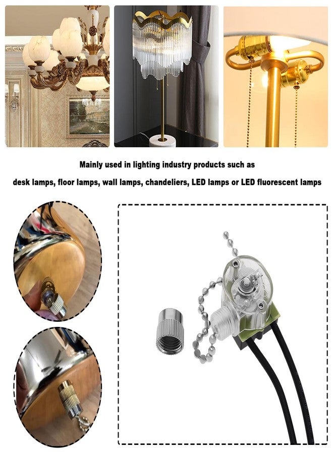 Create idea 2Pcs Pull Chain Switches Replacement JX42B Model Pull Chain Cord Switch Accessories for Wall Lamps Ceiling Fan Wall Fan Table Lamps Silver - Image 3