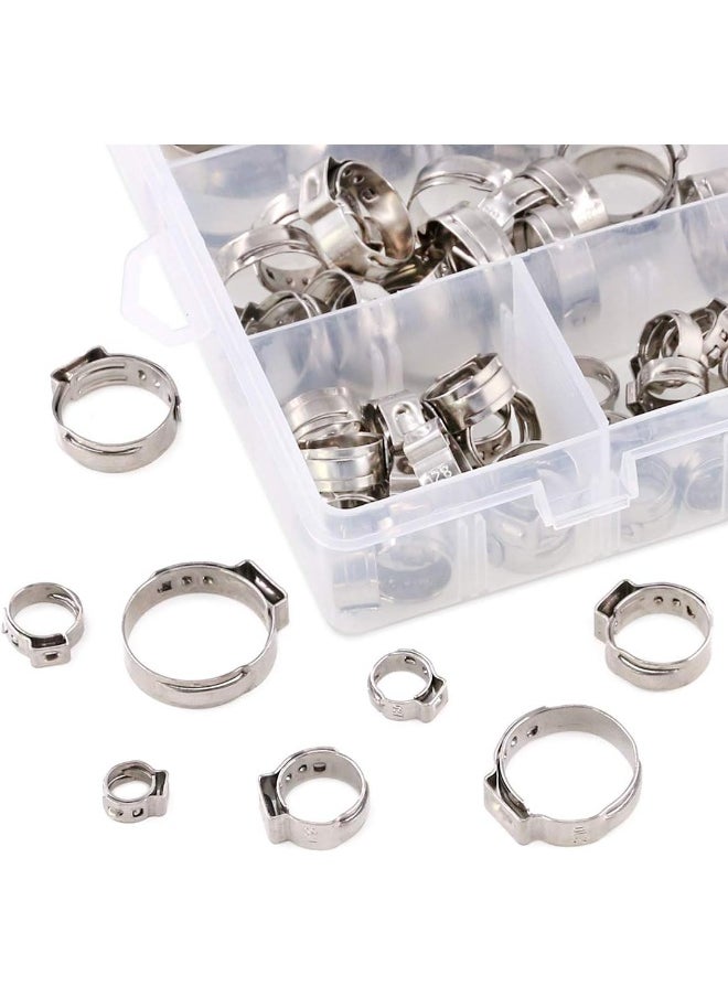 Swpeet 120Pieces 8 Sizes 304 Stainless Steel Single Ear Hose Clamps, Crimp Hose Clamp Assortment Kit Ear Cinch Rings Crimp Pinch Fitting Tools Perfect For Automotive, Home Appliance Line  - Image 4