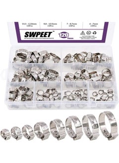 120Pieces 8 Sizes 304 Stainless Steel Single Ear Hose Clamps, Crimp Hose Clamp Assortment Kit Ear Cinch Rings Crimp Pinch Fitting Tools Perfect For Automotive, Home Appliance Line - pzsku/ZF267138FF13F50F09387Z/45/_/1722068657/539cc05a-9ee5-4435-94b2-c99946638e08