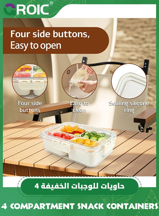 GROIC 4 Compartment Divided Serving Tray with Lid, Snackle Box Charcuterie Container for Portable Snack Platters, Clear Organizer for Candy, Fruits, Nuts, Snacks for Travel & Picnic - Image 4
