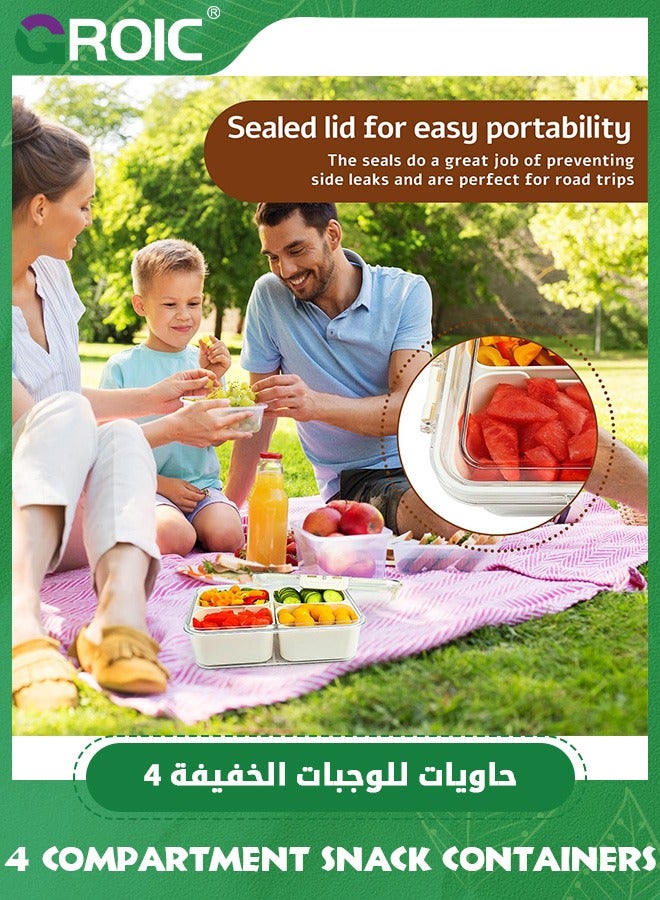 GROIC 4 Compartment Divided Serving Tray with Lid, Snackle Box Charcuterie Container for Portable Snack Platters, Clear Organizer for Candy, Fruits, Nuts, Snacks for Travel & Picnic - Image 5