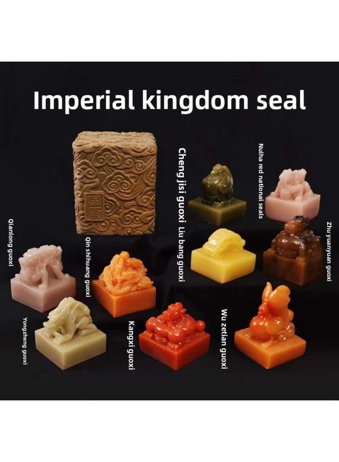 Pinot Archaeological Excavation Imperial Seal Ancient Emperor Seal Blind Box National Tide Children's Handmade DIY Treasure Digging Toy-Color:Special Color Version [random 1] Send Ink Pad Scroll + Tools - Image 1