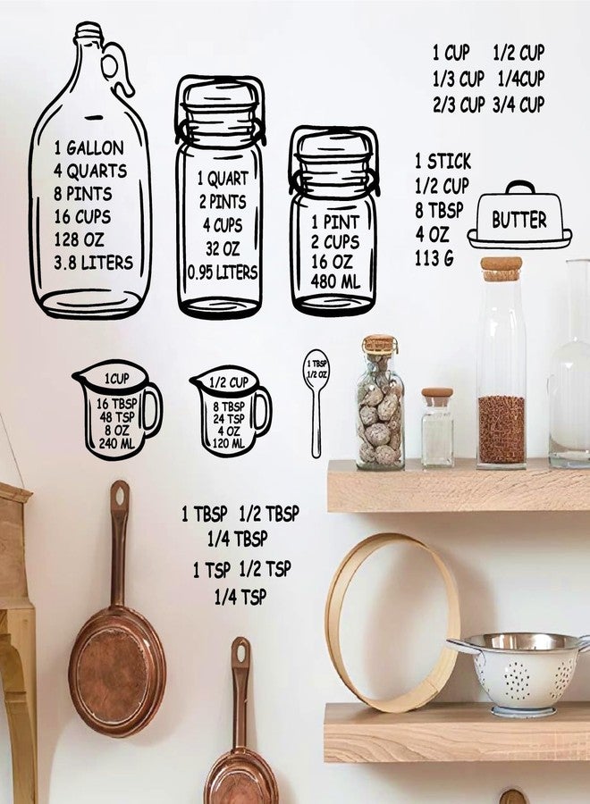 HATARU Kitchen Cabinet Labels Decals Black Measuring Conversion Decals Kitchen Conversion Chart Wall Decor Stickers Transparent Kitchens Decorative Sign Cooking Baking Gifts for Mom Women Home Decoration - Image 3