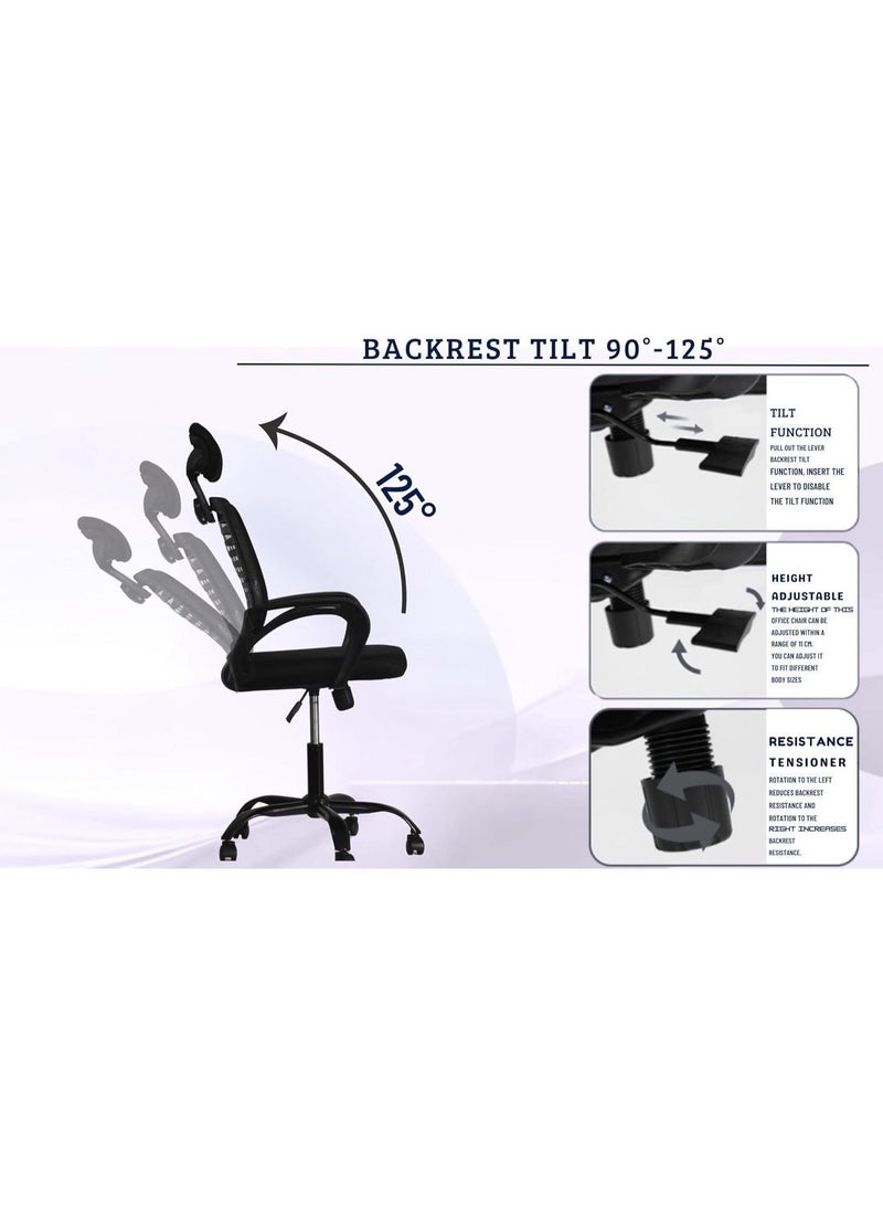 Rama Office Furniture Mesh office chair high back with Black wheels - Image 4