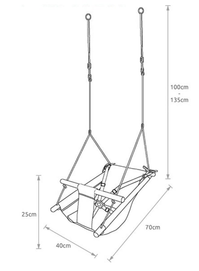 والالا أرجوحة أطفال بحزام أمان من خمس نقاط مع مقعد أمان قابل للتعديل - أرجوحة قماشية داخلية وخارجية للأطفال الرضع والأطفال الصغار، 3 أوضاع هزازة، تصميم خشبي ماكارون (رمادي) - Image 5