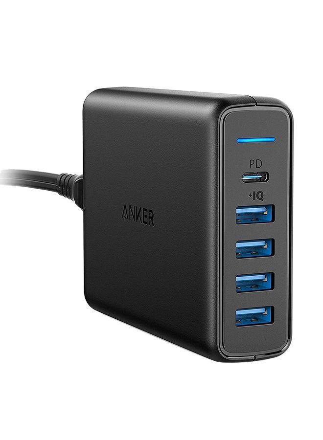 Anker USB C Wall Charger, Anker Premium 60W 5-Port Desktop Charger with One 30W Power Delivery Port for Apple MacBook, Nexus 5X/6P, and 4 PowerIQ Ports for iPhone, iPad, and More. - Image 1