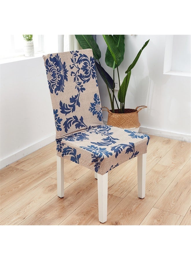 6 Pcs Chair Cover, Stretch Dining Chair Cover, Spandex Super Fit Stretch Removable Washable Kitchen Parsons Chair Covers Protector for Home Office Dining Room (6 Pcs Blue Flower) - Image 3