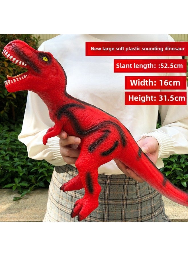 Children's Soft Rubber Dinosaur Toy Boy's Large Plastic Simulation Tyrannosaurus Rex Animal Model Shake Voice Free Shipping-Color:Red Tyrannosaurus Rex 50 - Image 1