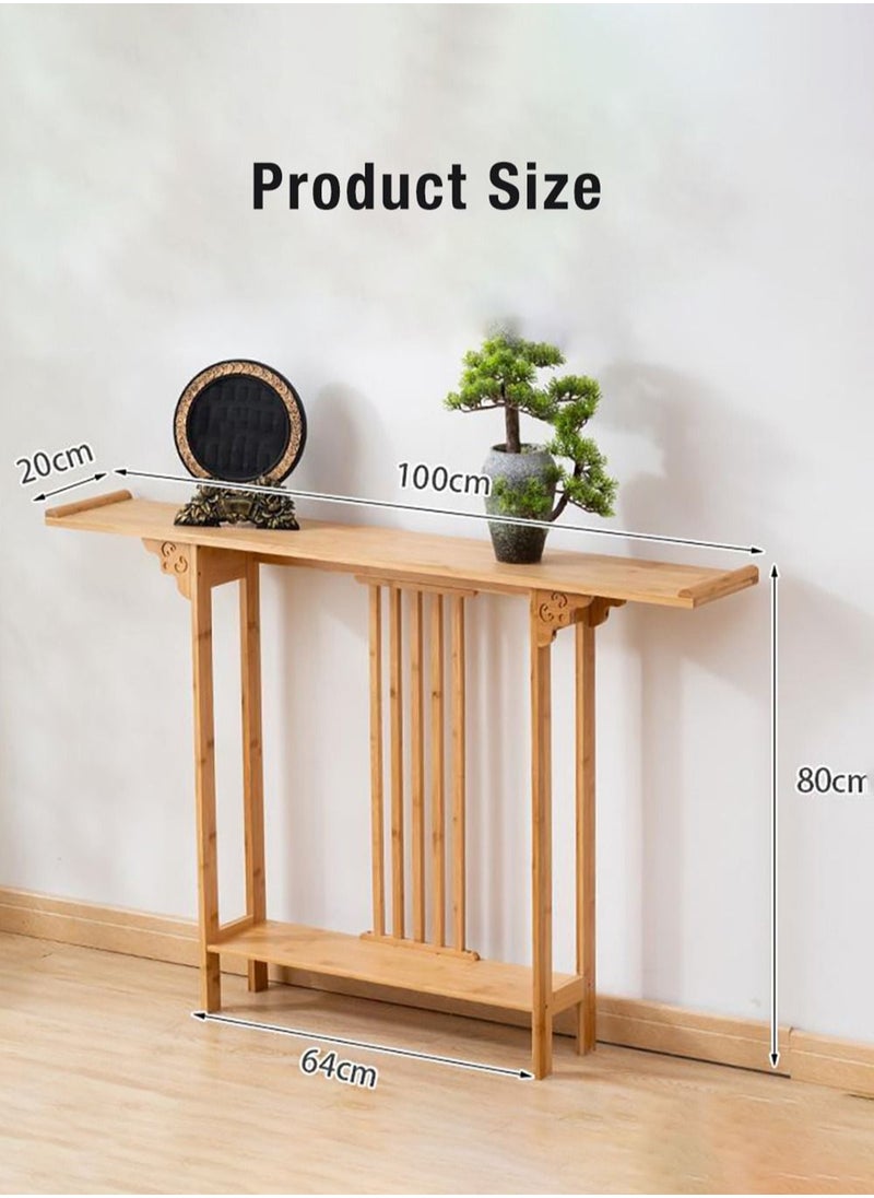 Merry Moments - Console Table Hallway Entry Table Styling Table Narrow Table with Bamboo Frame for Living Room Entryway Corridor or Sofa Side Table Modern Yellow 100x80x20 cm - Image 1