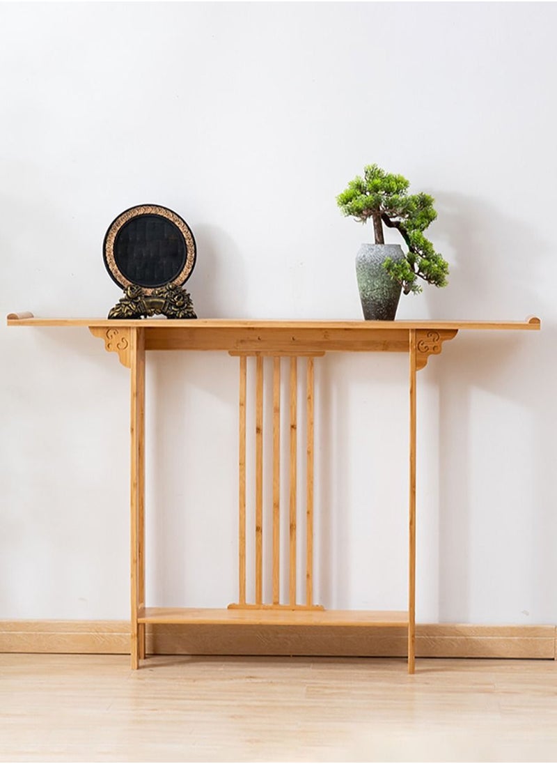 Merry Moments - Console Table Hallway Entry Table Styling Table Narrow Table with Bamboo Frame for Living Room Entryway Corridor or Sofa Side Table Modern Yellow 100x80x20 cm - Image 1