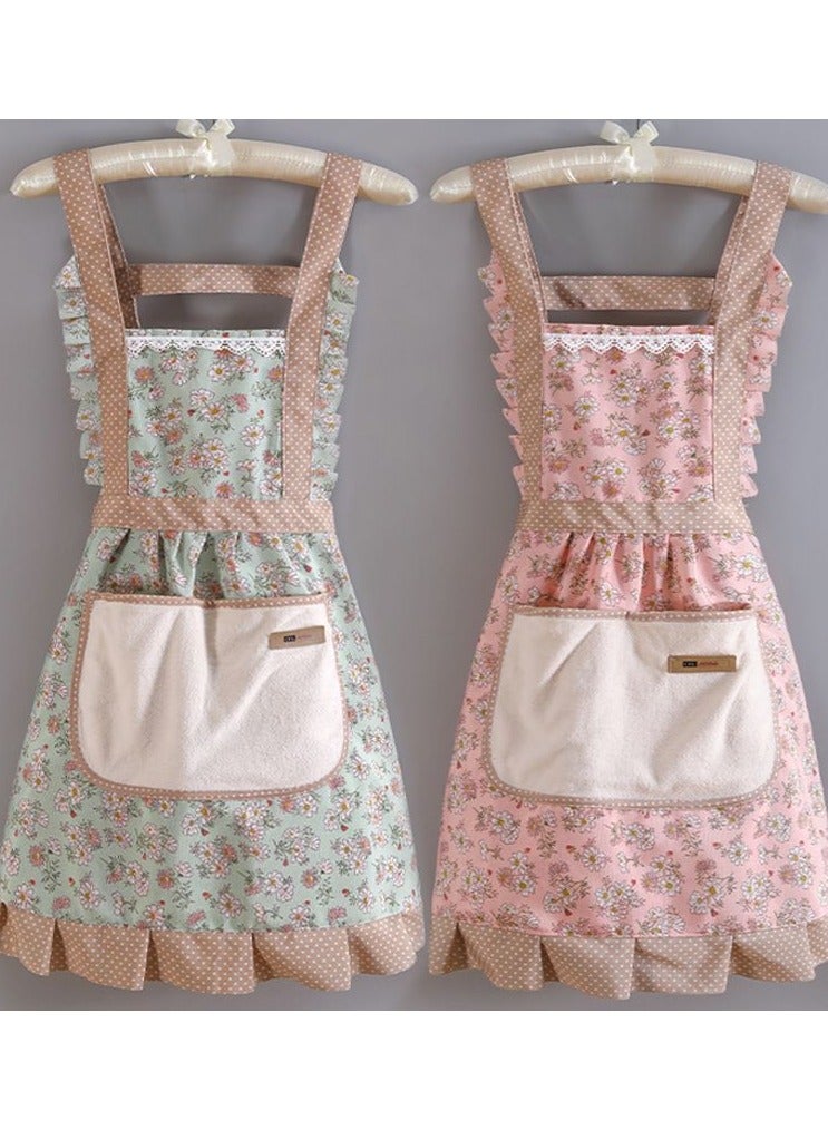 Set of 2 Women's Pocket Aprons, Grill Restaurant Aprons for Cooking Baking Gardening - Image 1