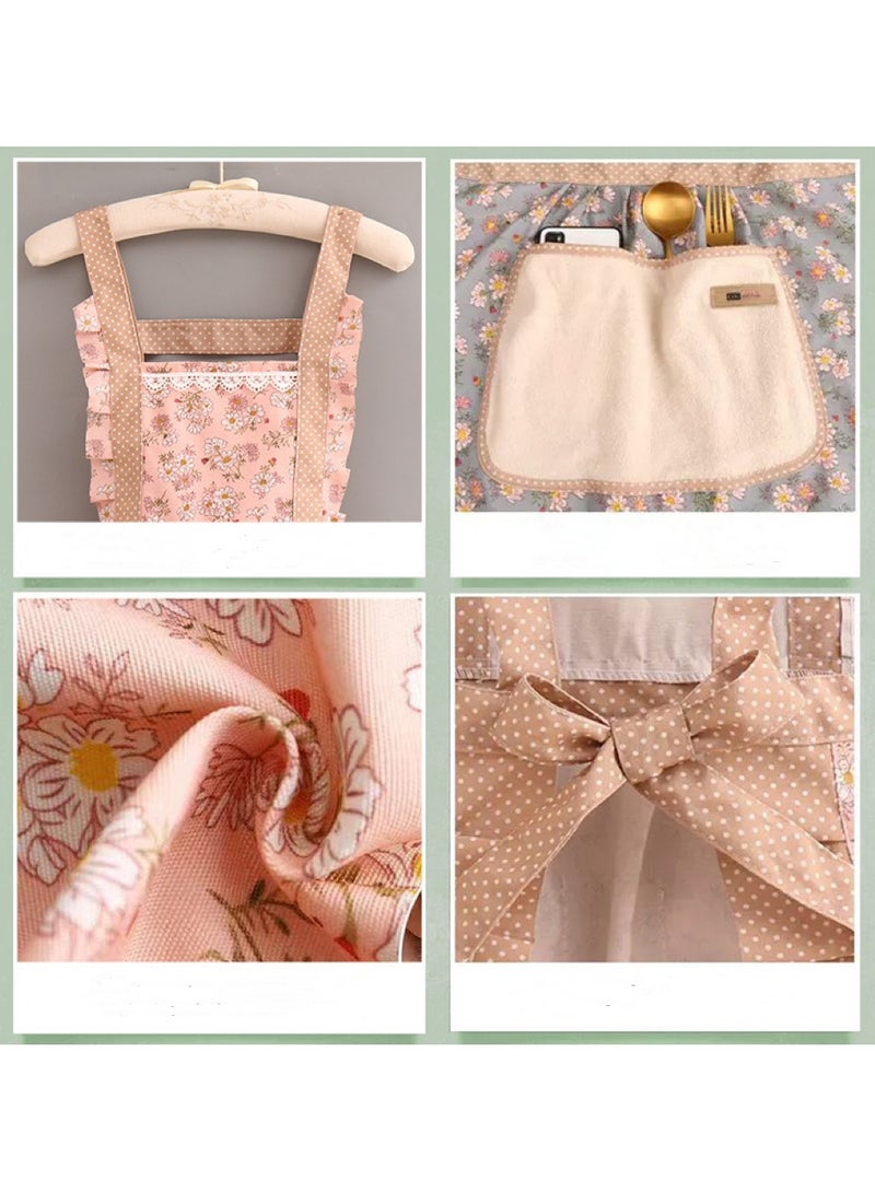 Set of 2 Women's Pocket Aprons, Grill Restaurant Aprons for Cooking Baking Gardening - Image 2