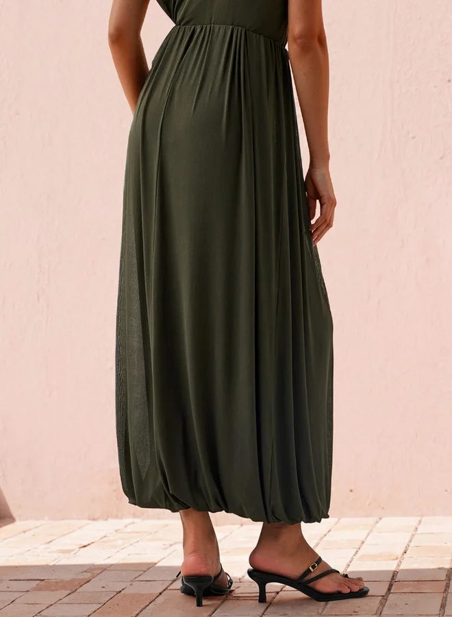 Iconic Iconic Balloon Hem Maxi Skirt with Elasticated Waistband