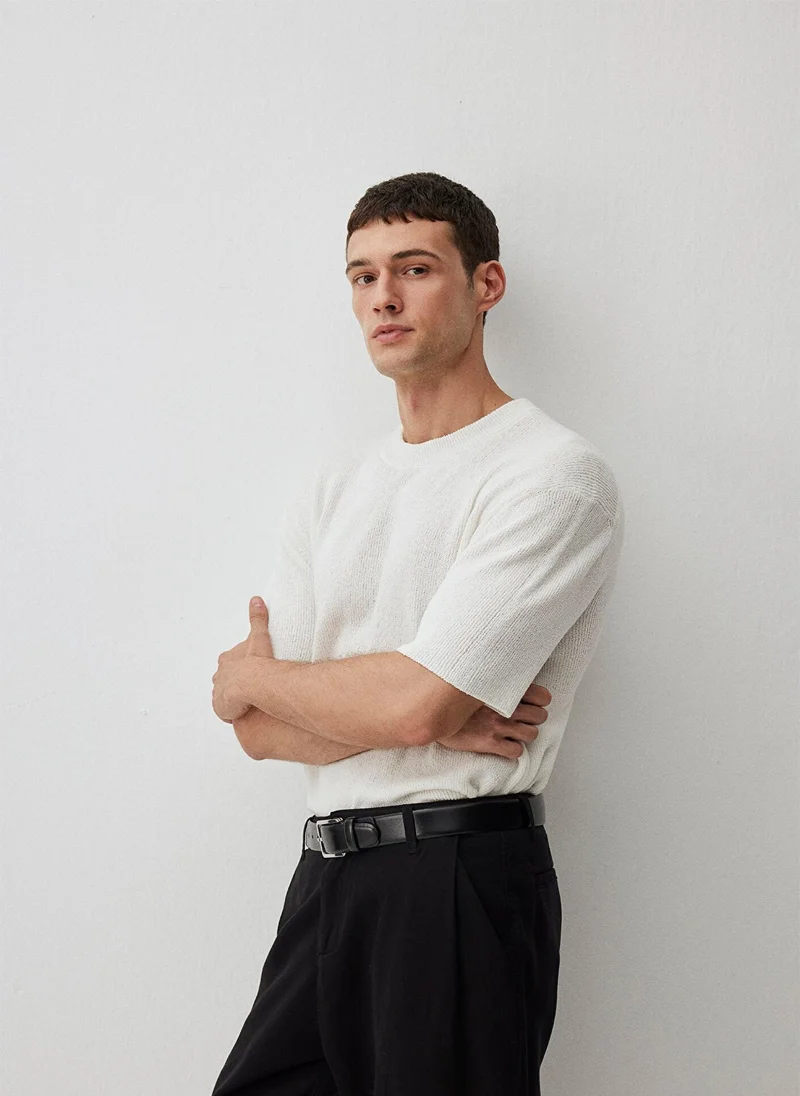 مافي SHORT SLEEVE SWEATER Antique White