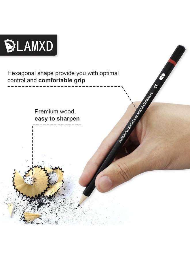 Corslet طقم كورسلت من 13 قلم رصاص للفنانين للرسم، مجموعة أقلام رسم للفنانين 12 قطعة أقلام رسم B 2B 3B 4B 5B 6B 7B 8B Hb H 2H F في علبة معدنية، أقلام رسم مع 25 ورقة دفتر رسم A5، أسود - Image 5