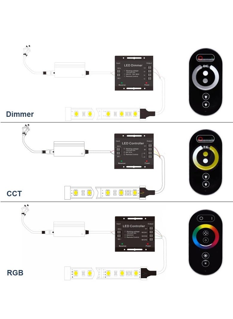 Generic - RGB LED Dimmer Switch with Remote Control, 12V-24V, 6A/CH, Adjustable Brightness for Light Strips - Image 1