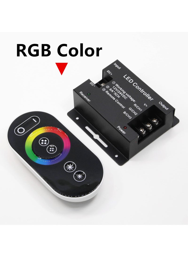 Generic - RGB LED Dimmer Switch with Remote Control, 12V-24V, 6A/CH, Adjustable Brightness for Light Strips - Image 1