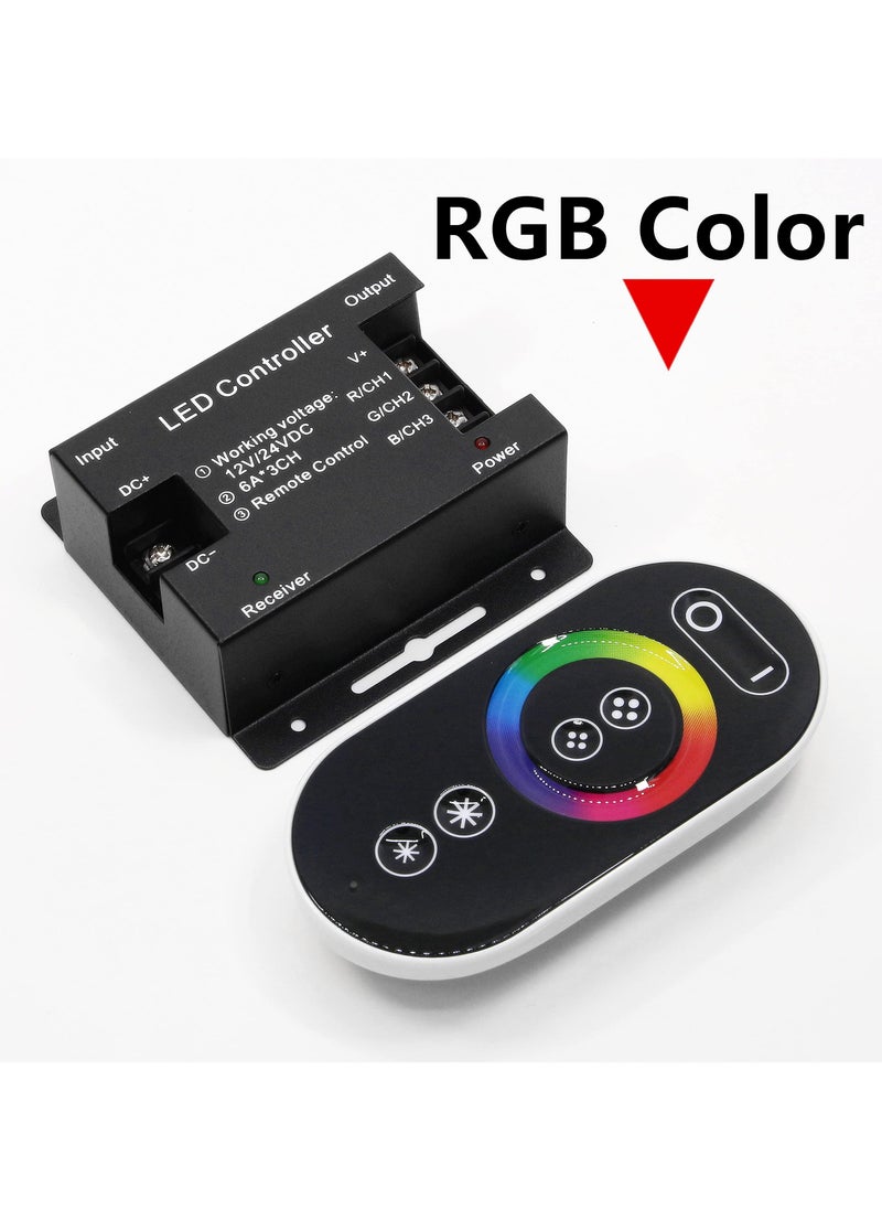 Generic - RGB LED Dimmer Switch with Remote Control, 12V-24V, 6A/CH, Adjustable Brightness for Light Strips - Image 1