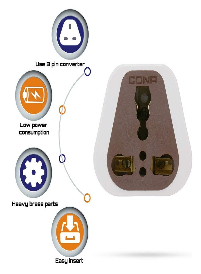 CONA 2496 X5 3 Pin Converter 6A/16A 240V, White|3 Pin Adapter|3 Pin Conversion Plug|Universal Plug|Travel Adapter|3 Pin Socket, Medium - Image 4